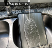 Load image into Gallery viewer, Tabla Para Picar Cortar Alimentos Acero Inoxidable con Dos Afiladores y antibacteríal