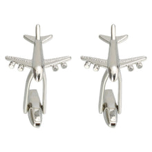 Load image into Gallery viewer, Silver Aircraft Design Men&#39;s Cuff Links.