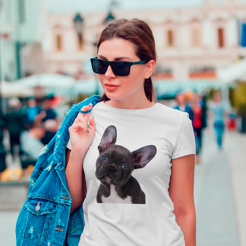 Cute French Bulldog - 100% Cotton Women's short sleeve t-shirt