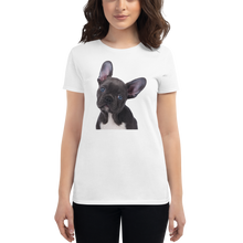 Cargar imagen en el visor de la galería, Cute French Bulldog - Camiseta de mujer de manga corta 100% algodón