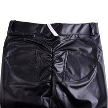 Load image into Gallery viewer, Women Leather Leggings Waist X Elastic Trousers Pocket Hip Push Up