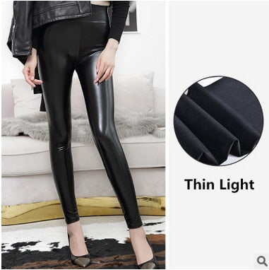 Fitness Faux Leather Leggings Black Light & Matt, Thin & Thick(for cold)