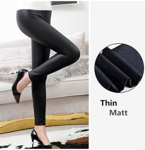 Fitness Faux Leather Leggings Black Light & Matt, Thin & Thick(for cold)