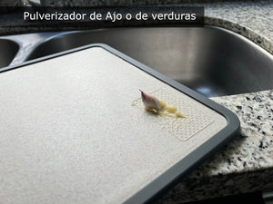 Tabla Para Picar Cortar Alimentos Acero Inoxidable con Dos Afiladores y antibacteríal